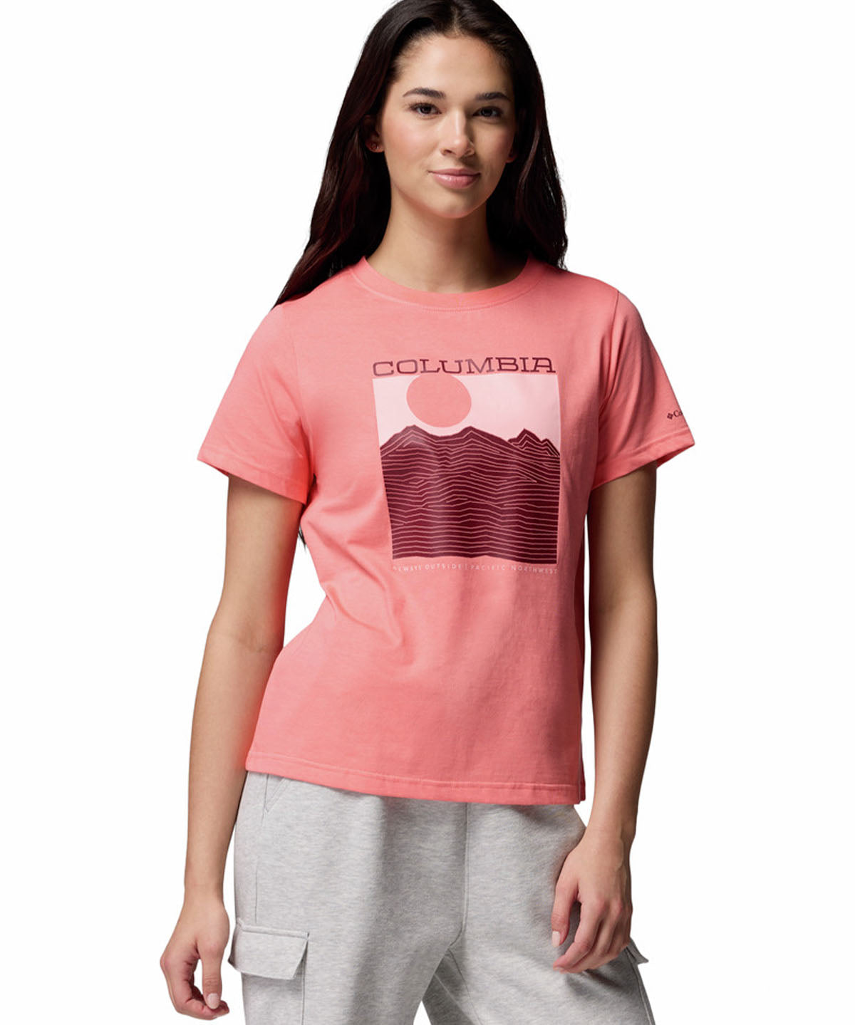 Polera Manga Larga Mujer Rolling Bend Graphic Rojo Columbia