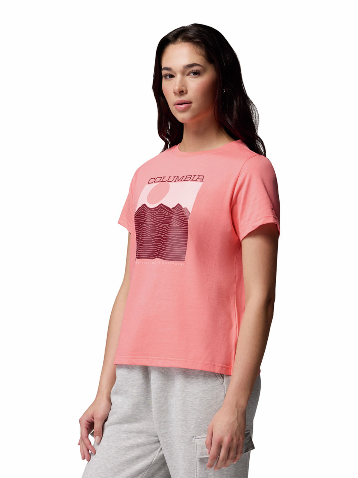 Polera Manga Larga Mujer Rolling Bend Graphic Rojo Columbia