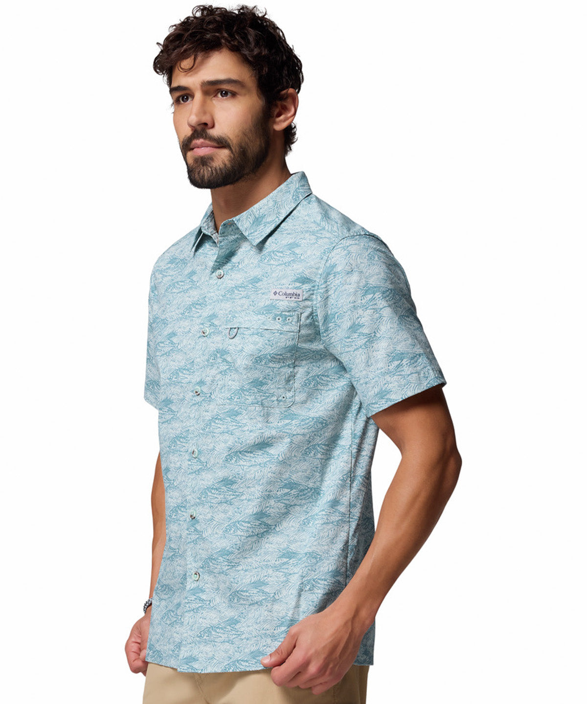 Camisa Manga Corta Hombre Wild Cast Camp Celeste Columbia