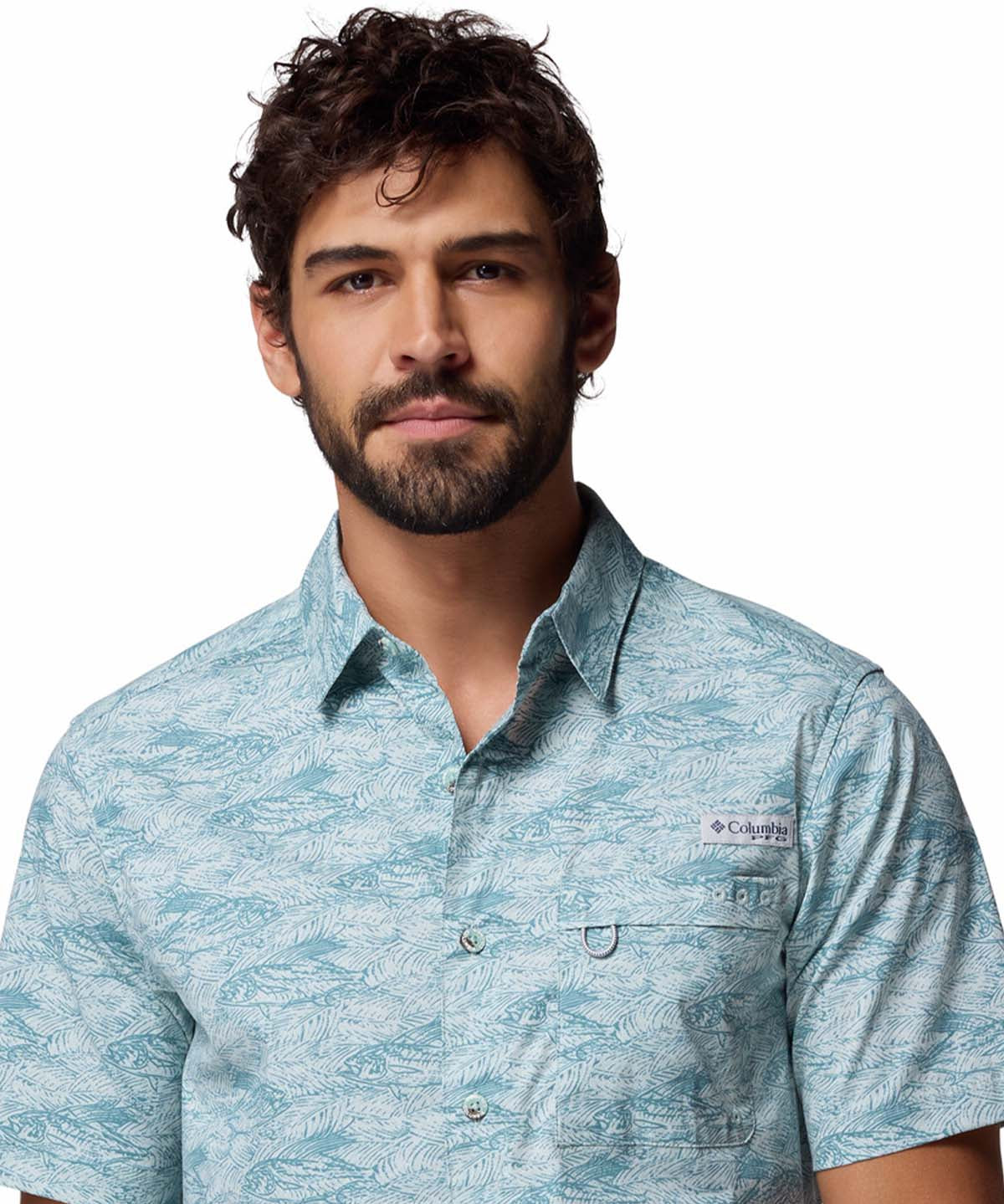 Camisa Manga Corta Hombre Wild Cast Camp Celeste Columbia