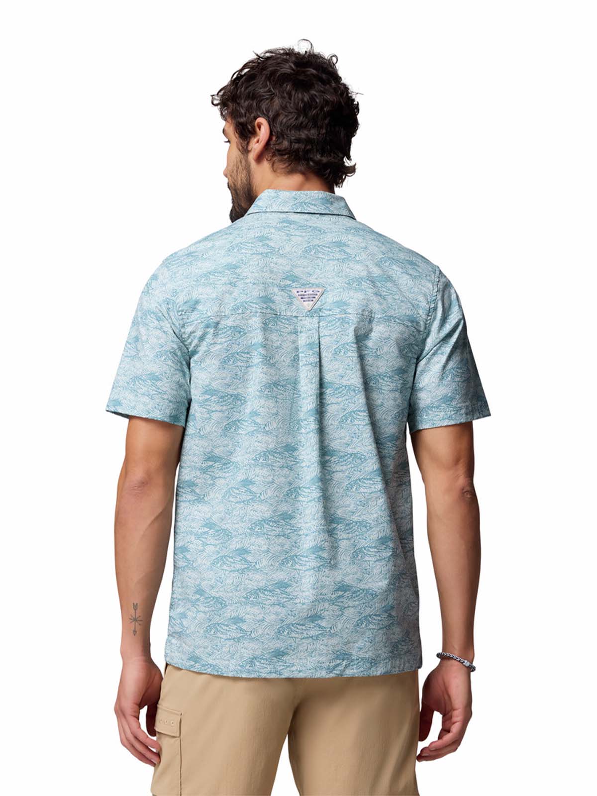 Camisa Manga Corta Hombre Wild Cast Camp Celeste Columbia