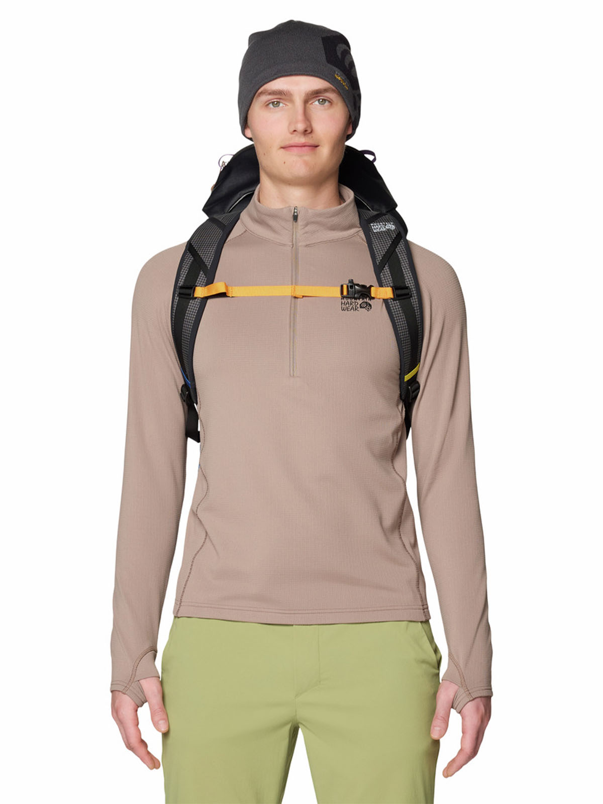 Polera Manga Larga Hombre Crater Lake Half Zip Café Mountain Hardwear
