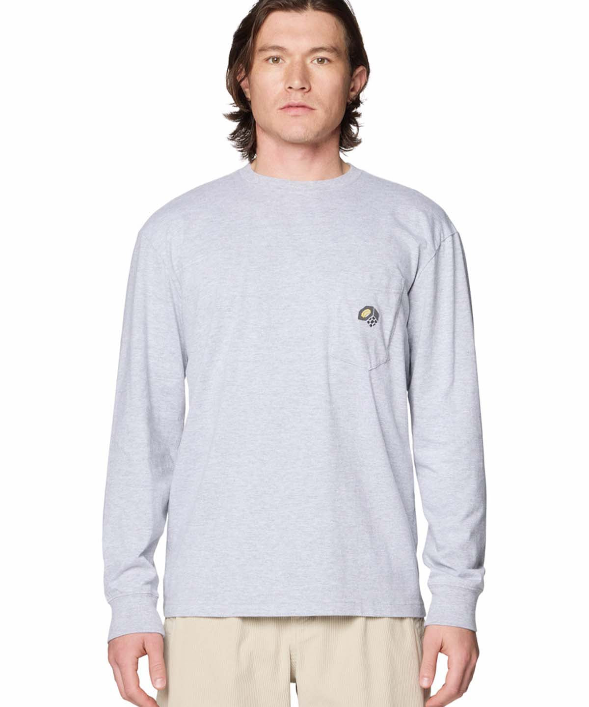 Polera Manga Larga Hombre Pocket Relaxed Gris Mountain Hardwear