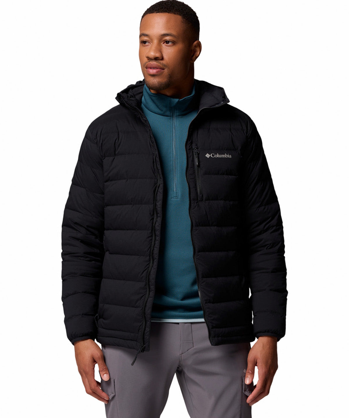 Parka Hombre Drift Peak Stretch Down Hooded Negro Columbia