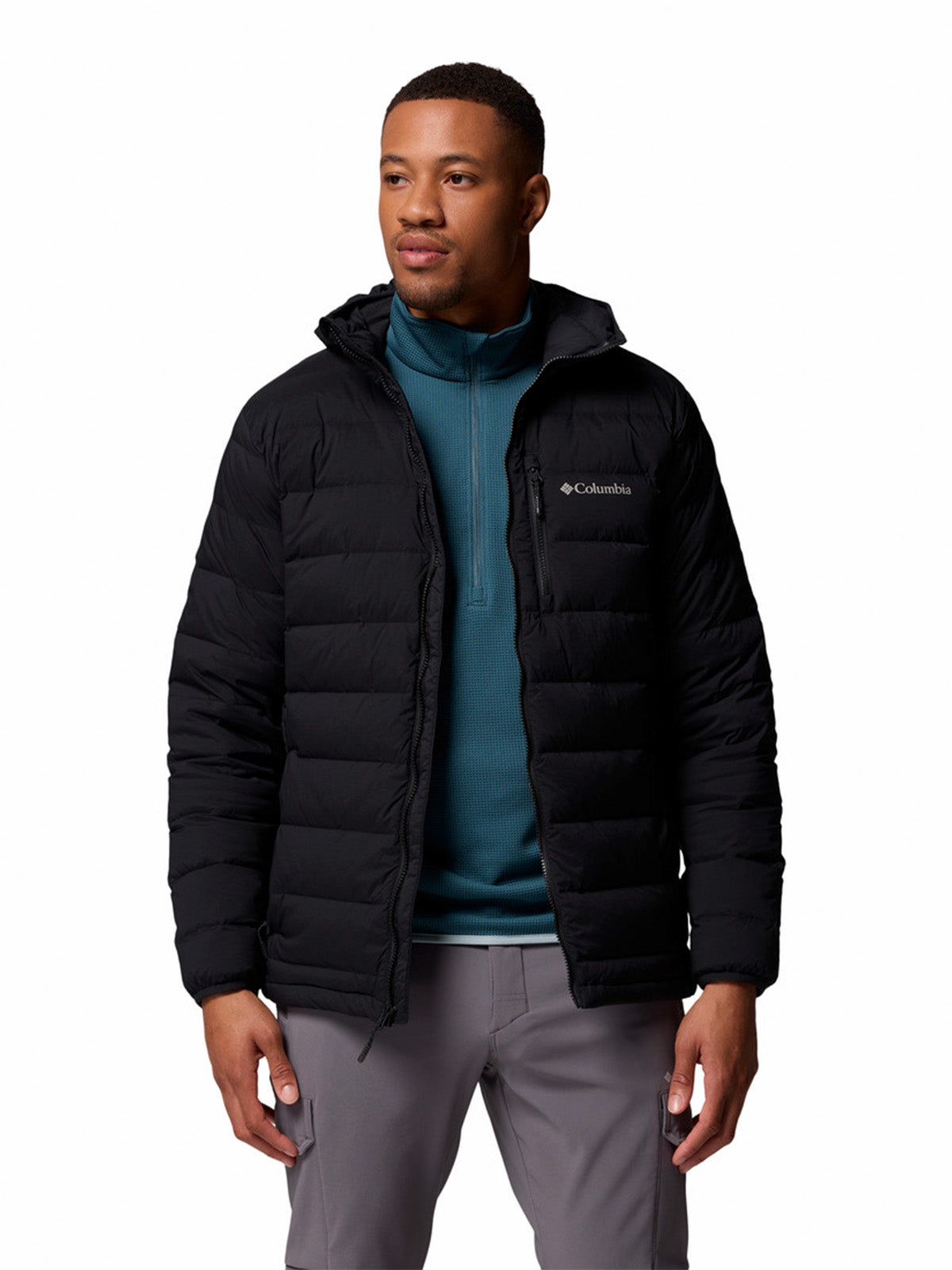 Parka Hombre Drift Peak Stretch Down Hooded Negro Columbia