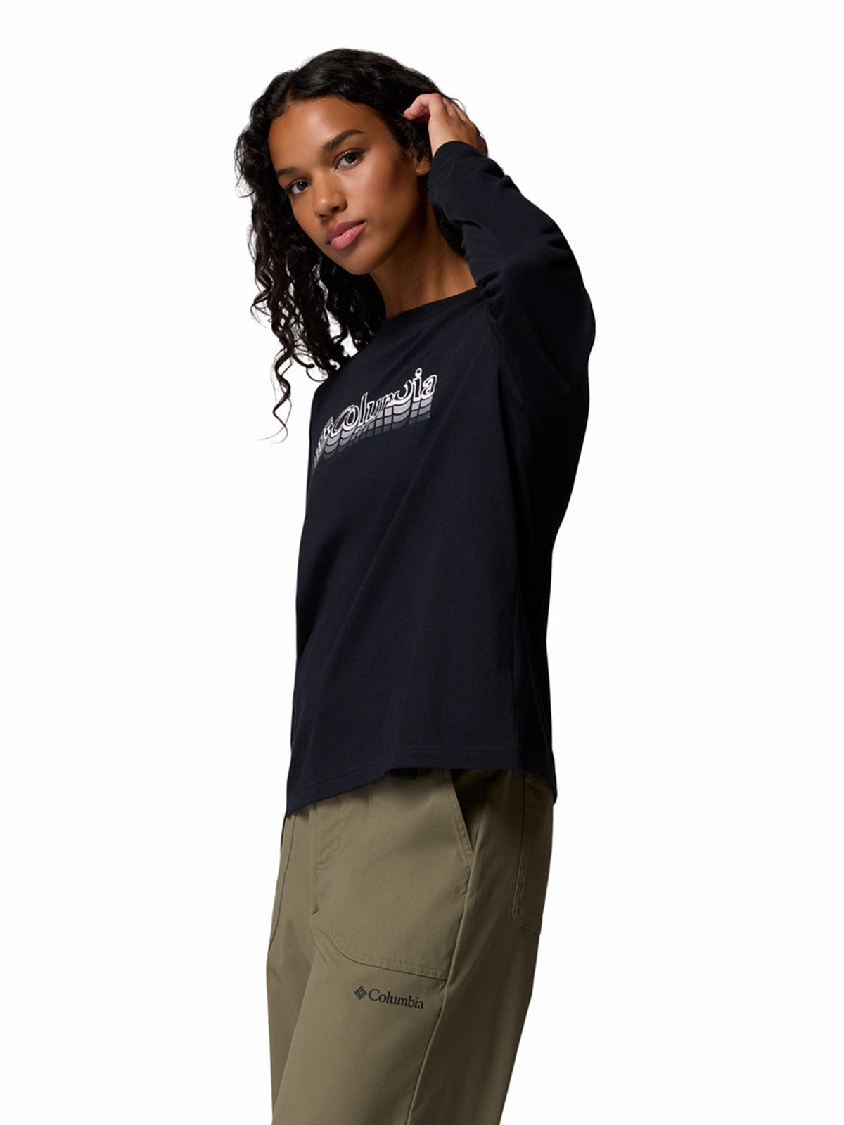 Polera Manga Larga Mujer Rolling Bend Graphic Negro Columbia