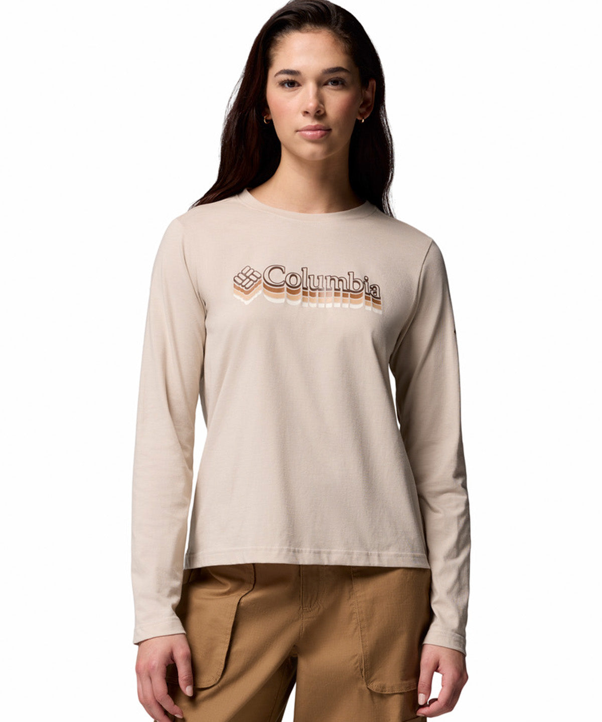 Polera Manga Larga Mujer Rolling Bend Graphic Gris Columbia