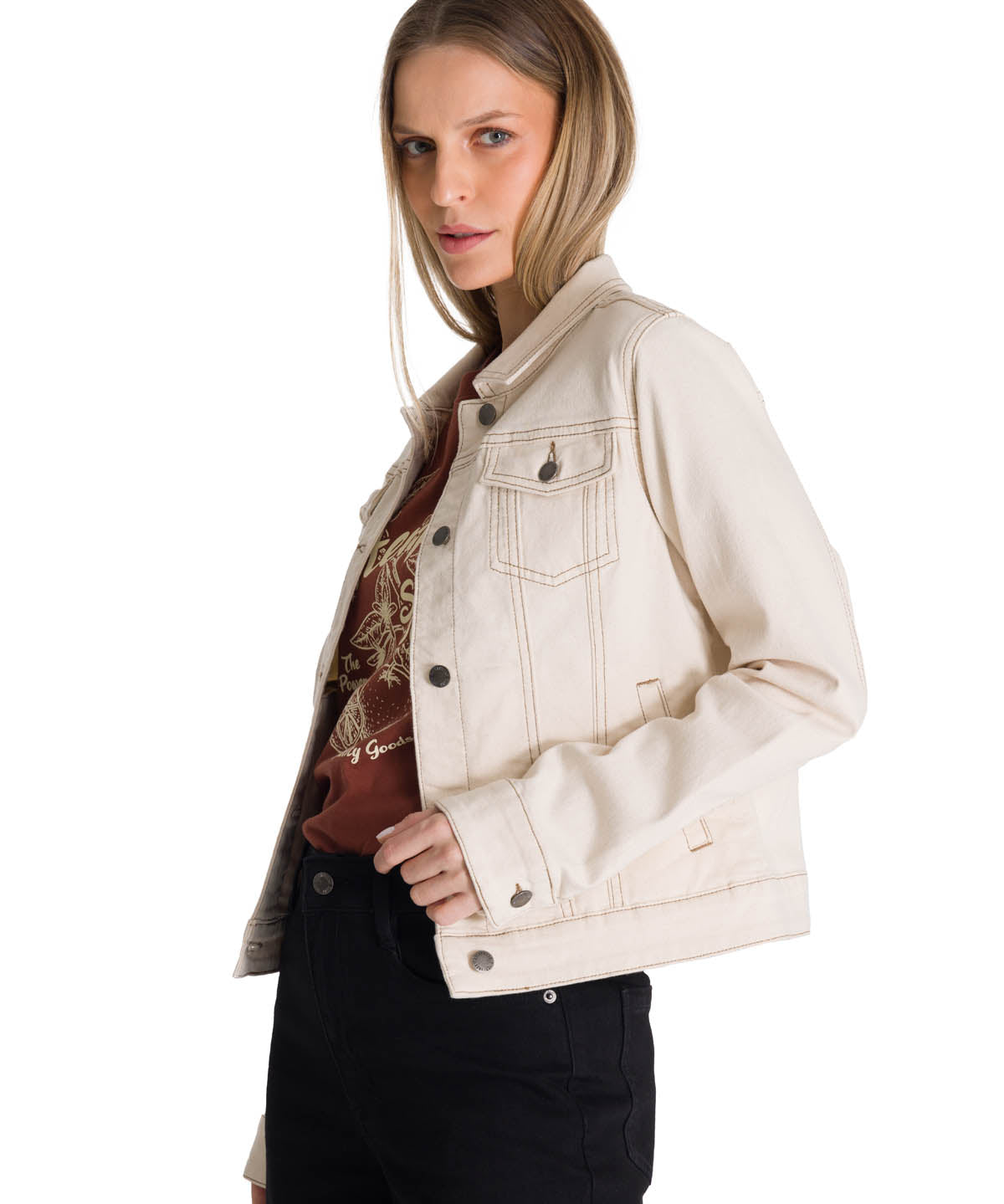 Chaqueta de Jeans Mujer Foundation Beige CAT