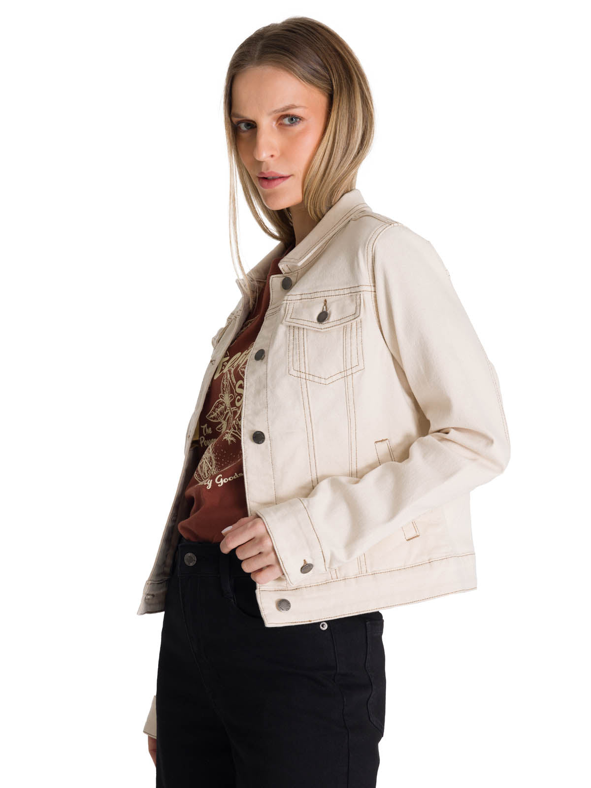 Chaqueta de Jeans Mujer Foundation Beige CAT