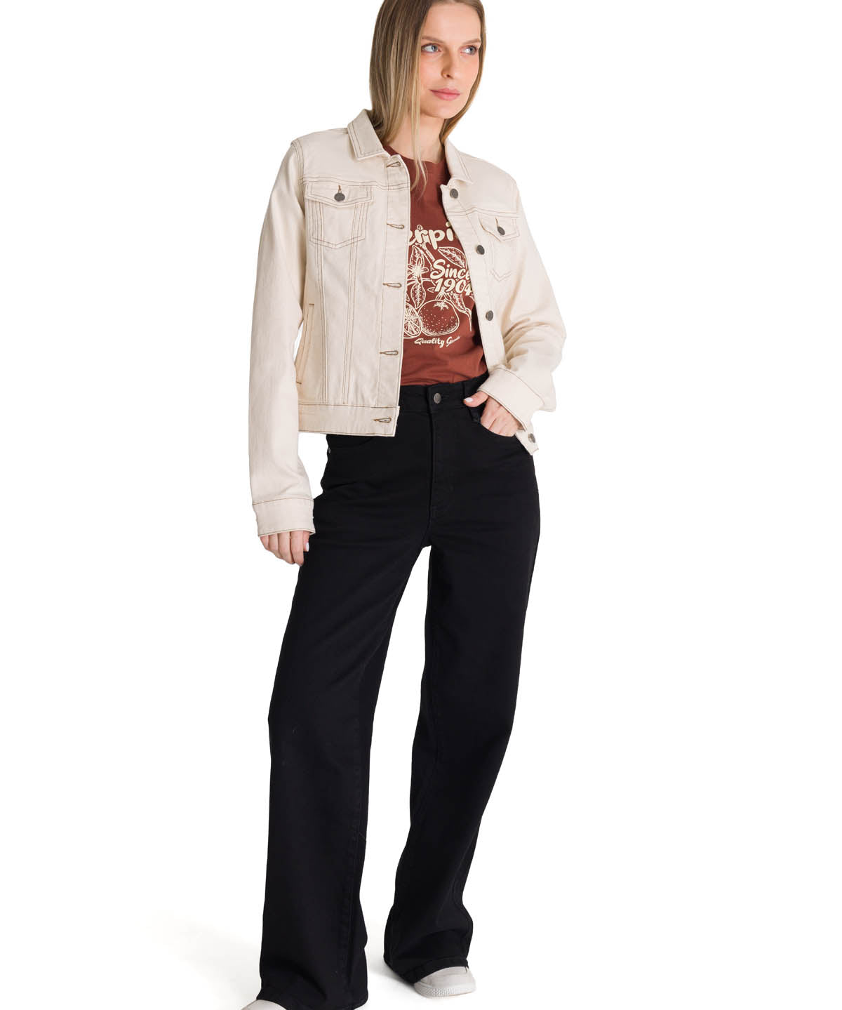 Chaqueta de Jeans Mujer Foundation Beige CAT