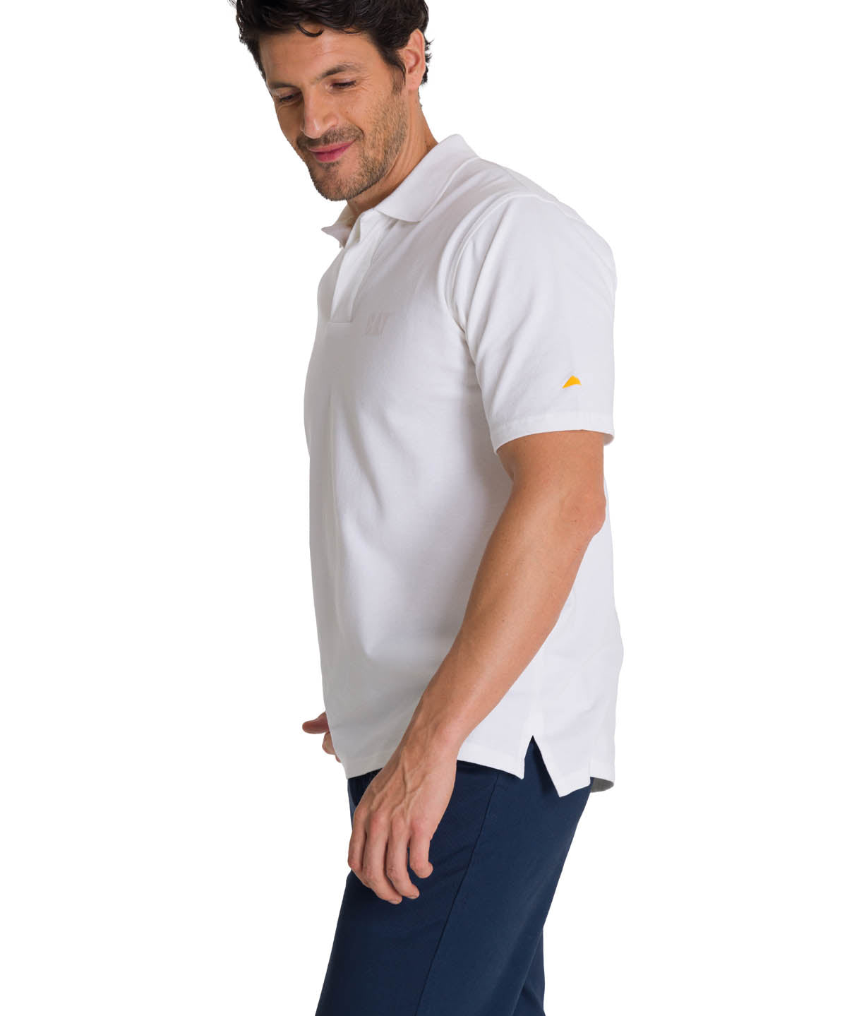 Polera Polo Casual Hombre Cat Logo Pique Polo Blanco Cat
