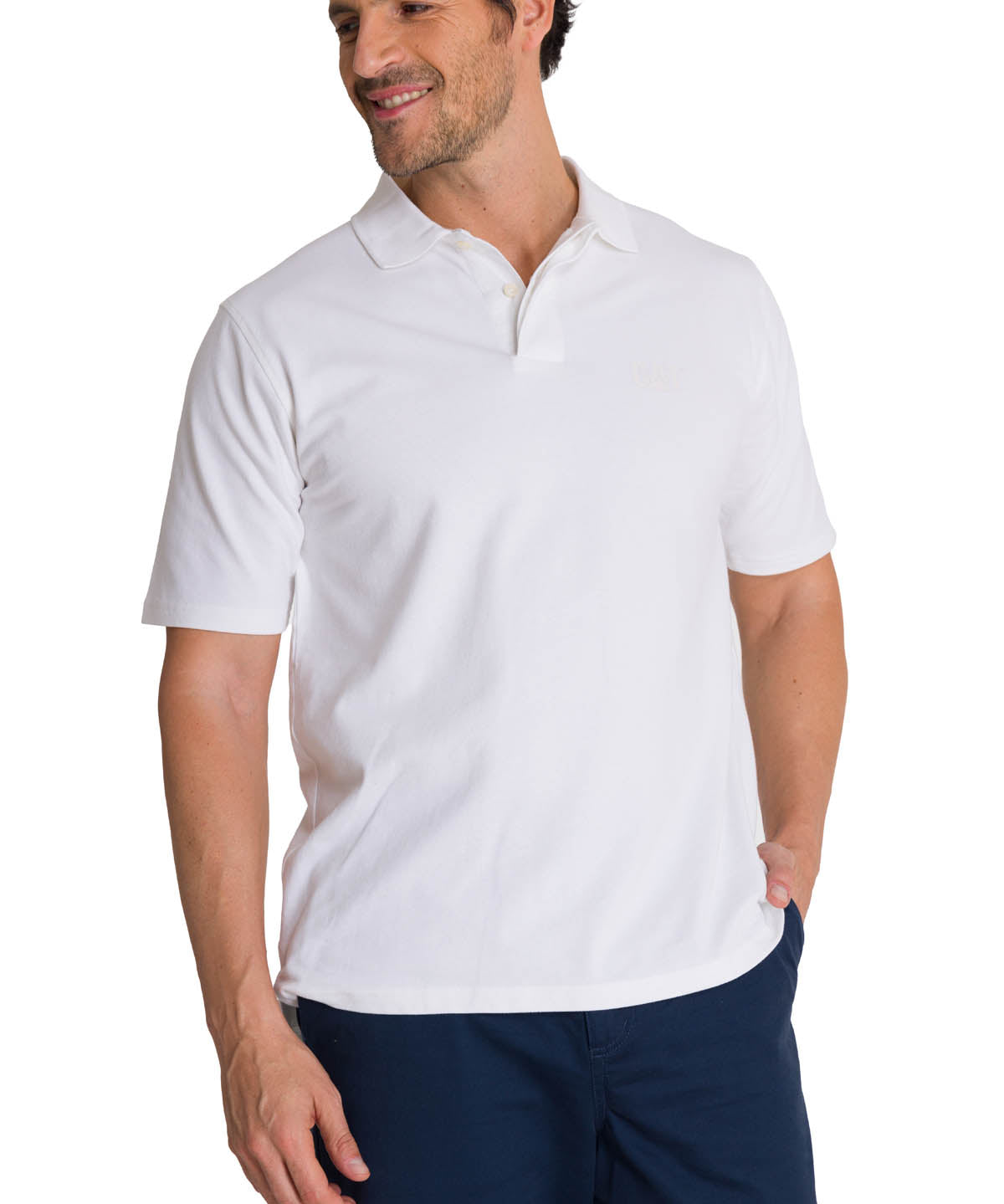 Polera Polo Casual Hombre Cat Logo Pique Polo Blanco Cat