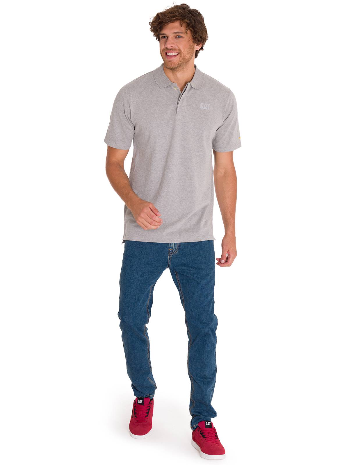 Polera Polo Casual Hombre CAT LOGO PIQUE POLO Gris CAT