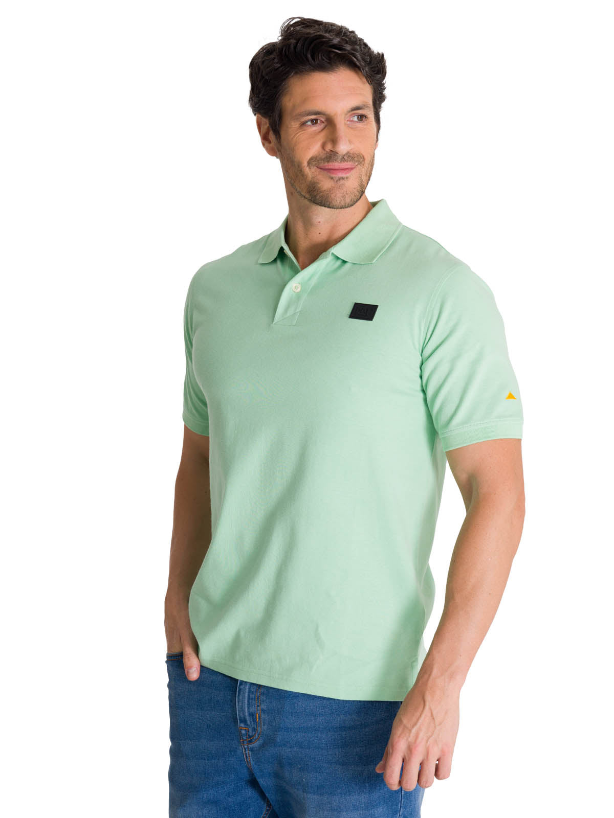 Polera Polo Manga Corta Hombre Logo Verde CAT