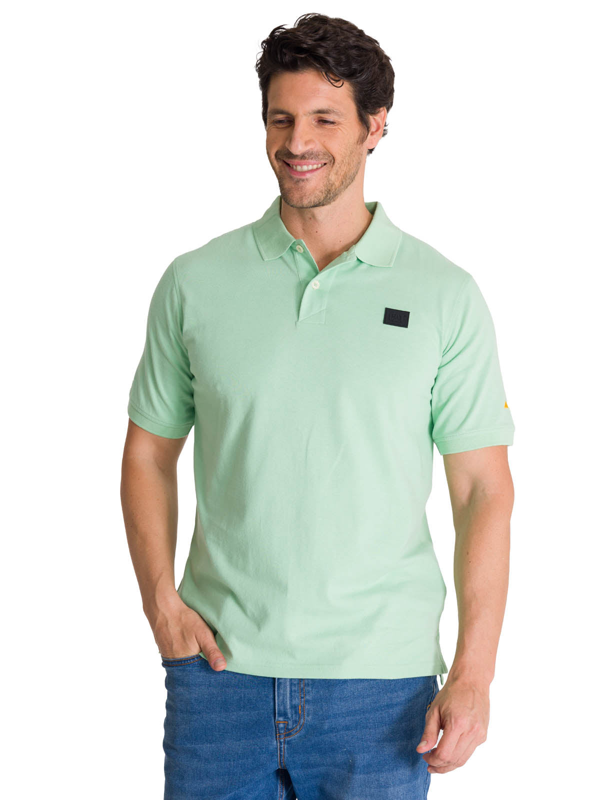 Polera Polo Manga Corta Hombre Logo Verde CAT
