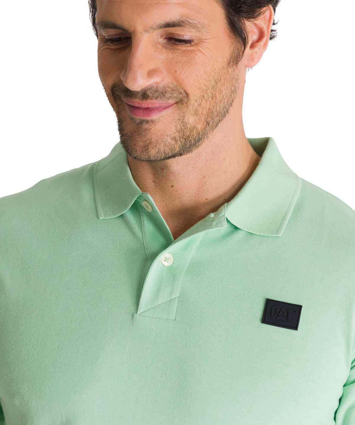 Polera Polo Manga Corta Hombre Logo Verde CAT