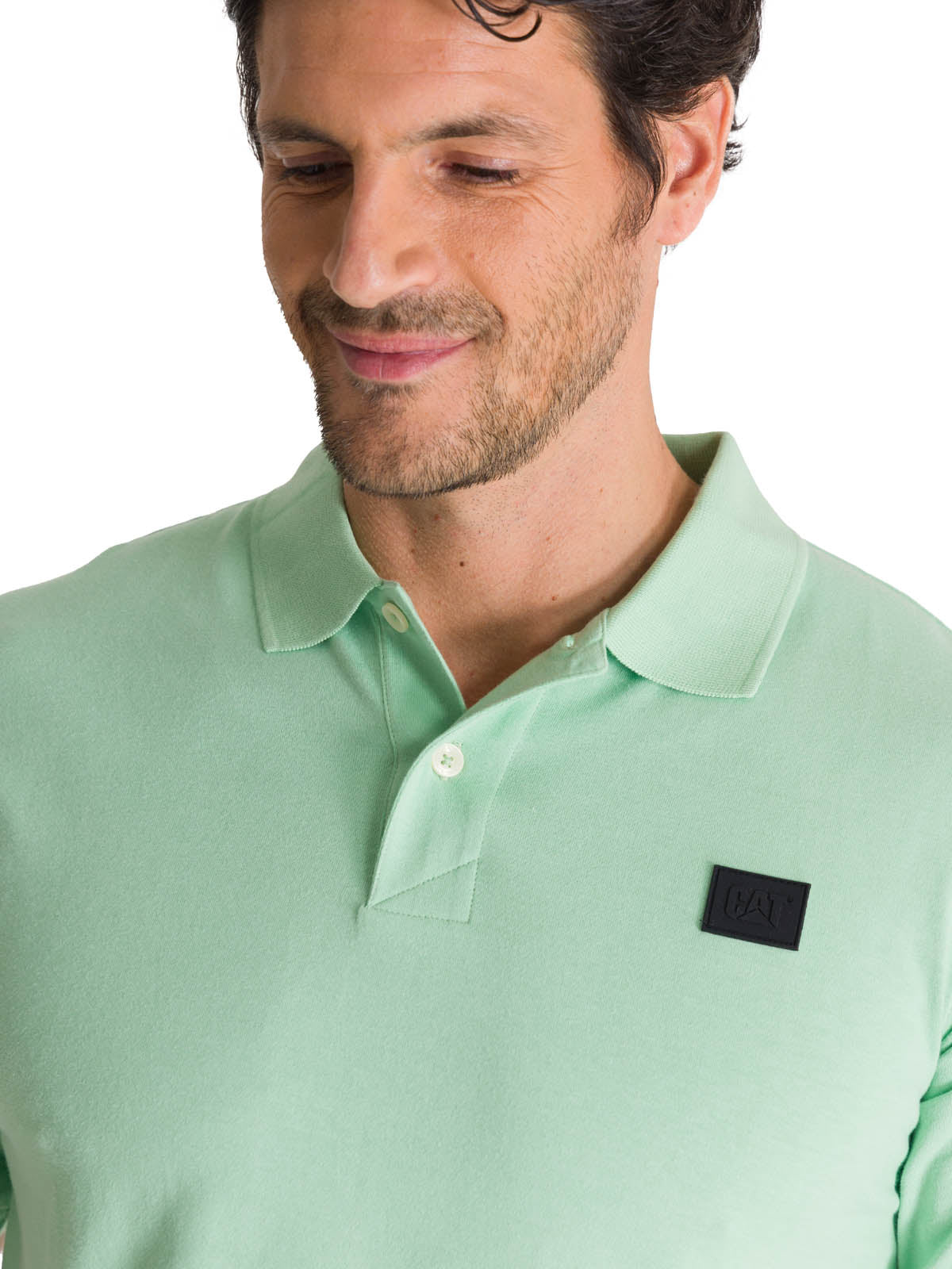 Polera Polo Manga Corta Hombre Logo Verde CAT