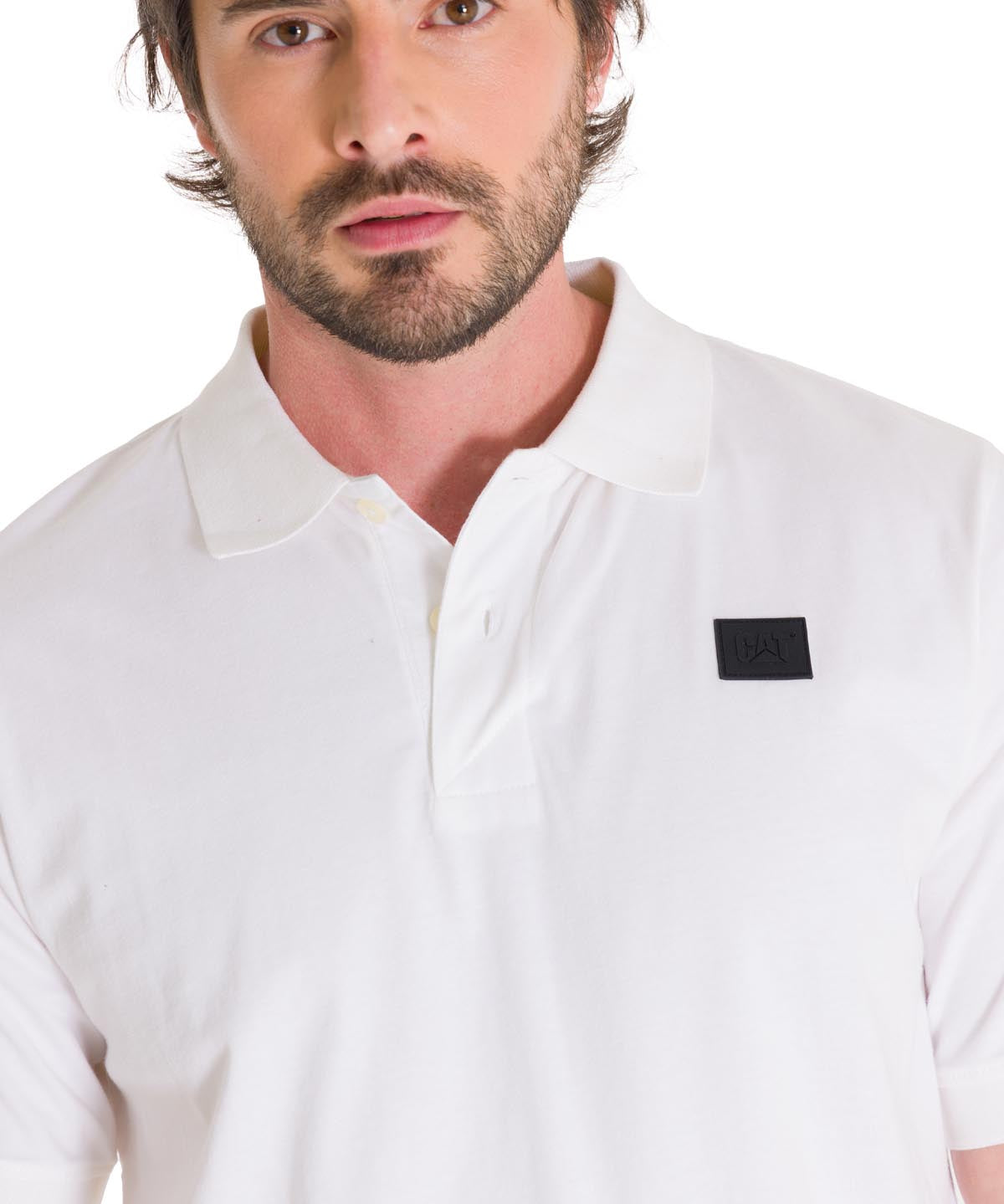 Polera Polo Casual Hombre CAT LOGO JERSEY POLO BLANCO CAT