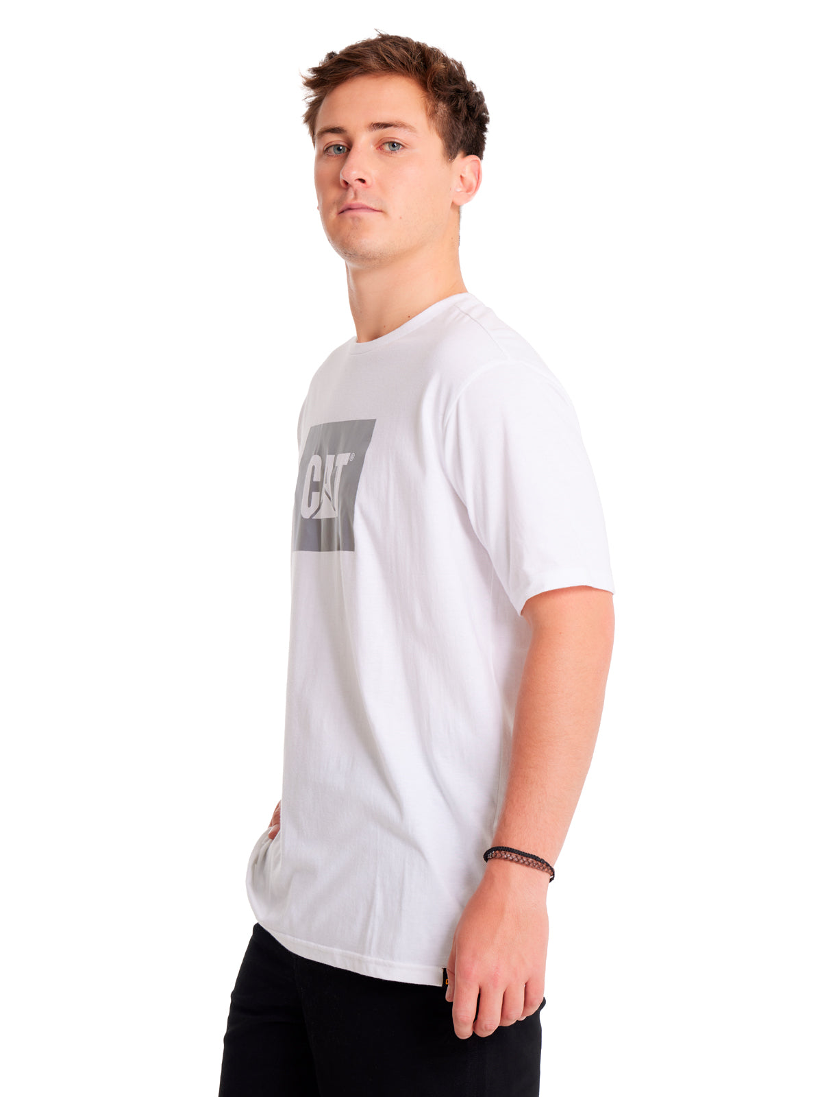 Polera Manga corta Casual Hombre REFLECTIVE CAT LOGO TEE Blanco CAT