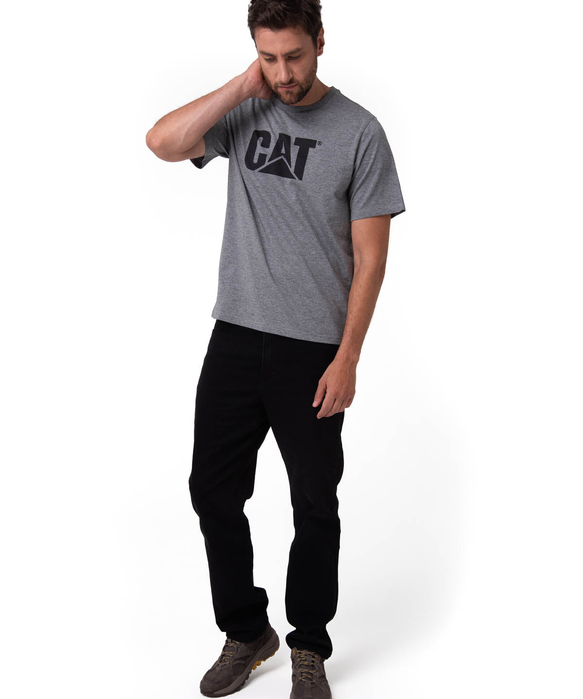 Polera Manga Corta Hombre Logo Gris CAT