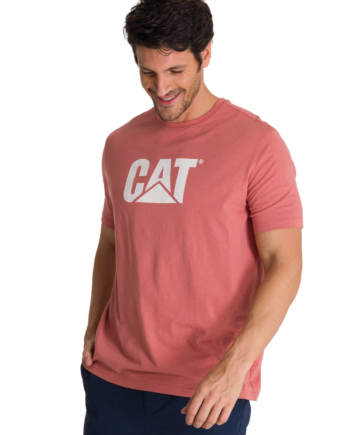 Polera Manga Corta Hombre Logo Terracota CAT