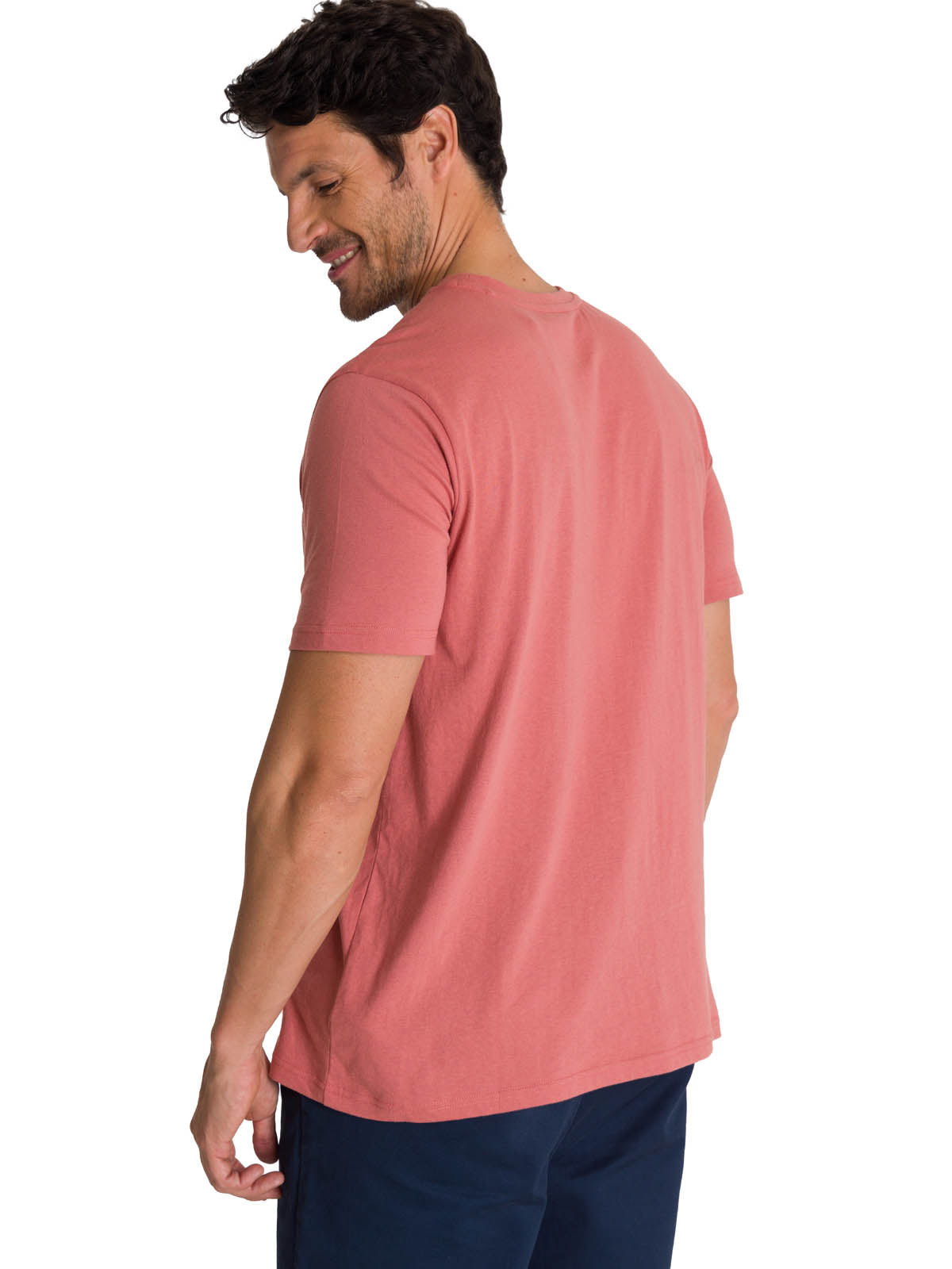 Polera Manga Corta Hombre Logo Terracota CAT