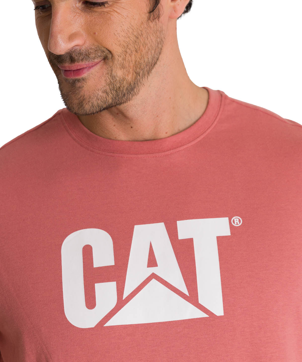 Polera Manga Corta Hombre Logo Terracota CAT