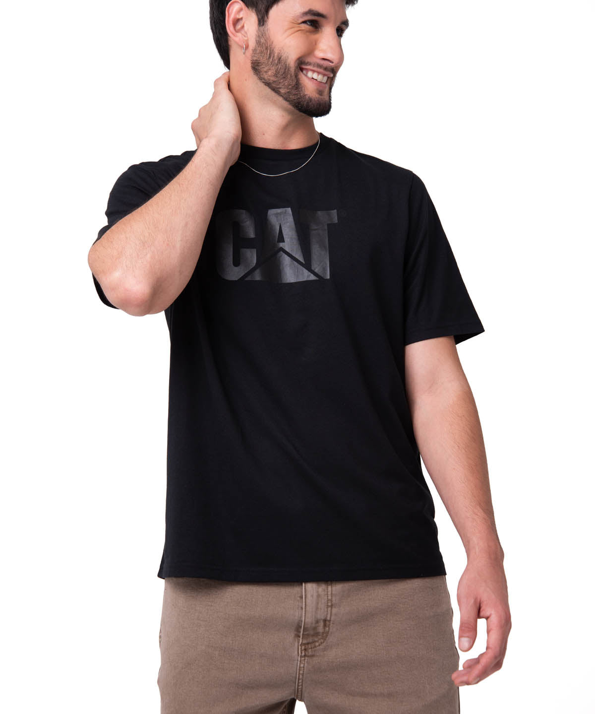 Polera Manga corta Casual Hombre CAT LOGO TEE Negro CAT
