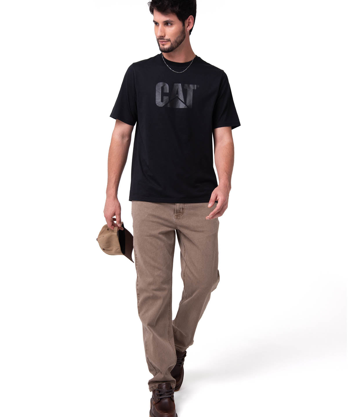 Polera Manga corta Casual Hombre CAT LOGO TEE Negro CAT