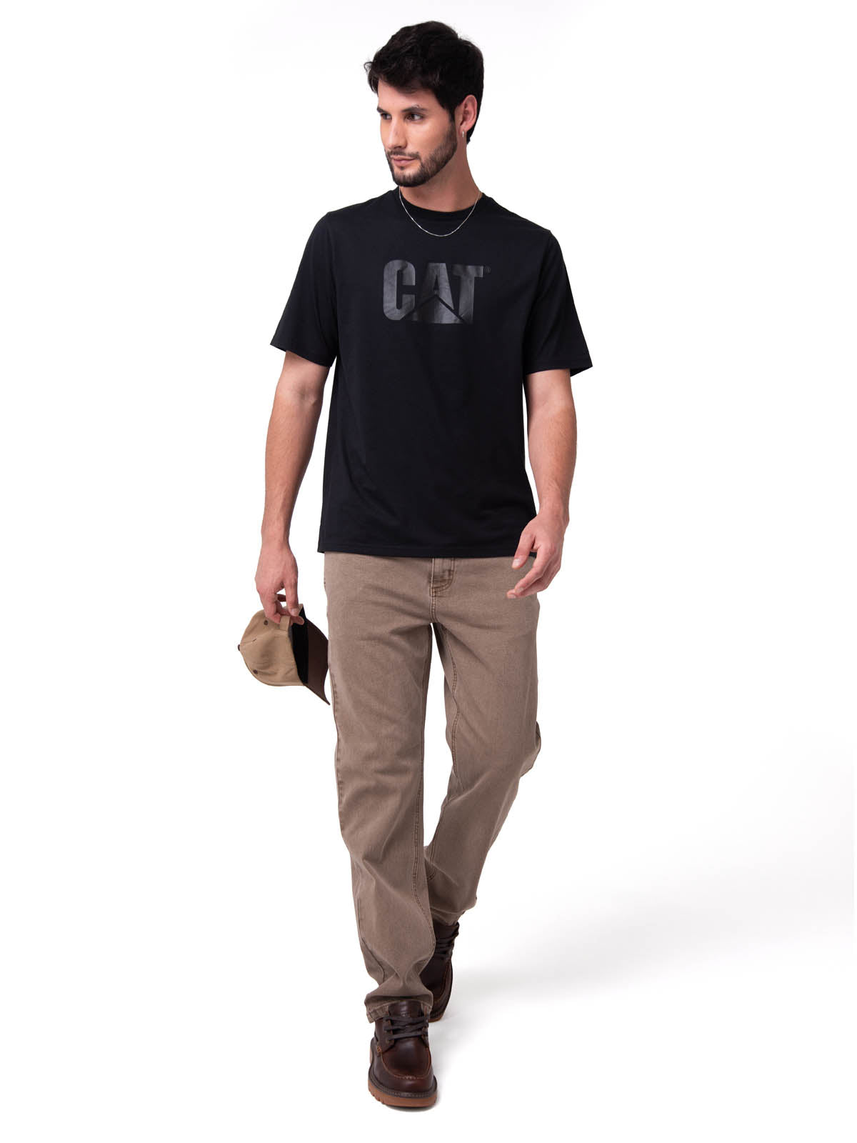 Polera Manga corta Casual Hombre CAT LOGO TEE Negro CAT