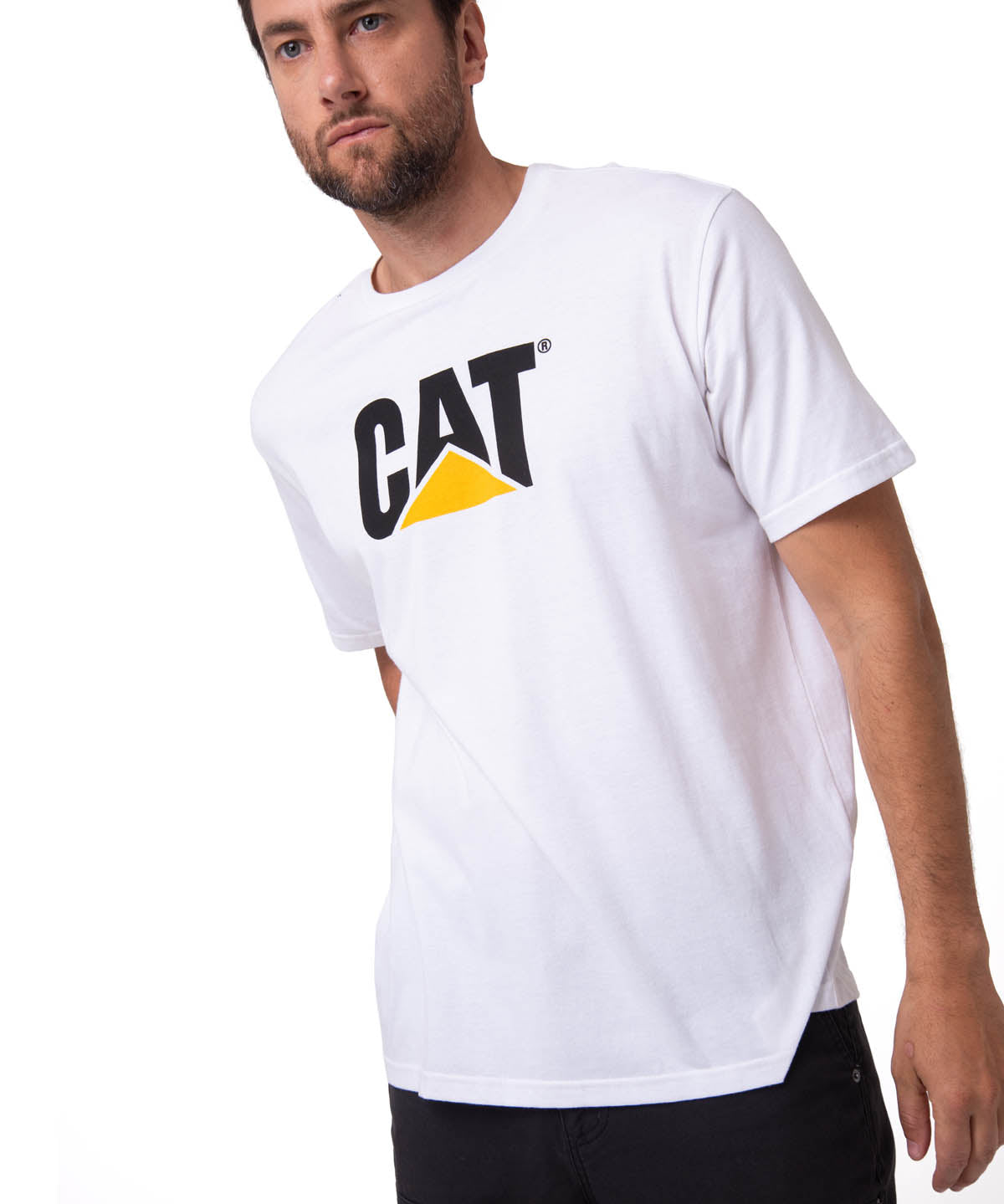 Polera Manga corta Casual Hombre CAT LOGO TEE Blanco CAT