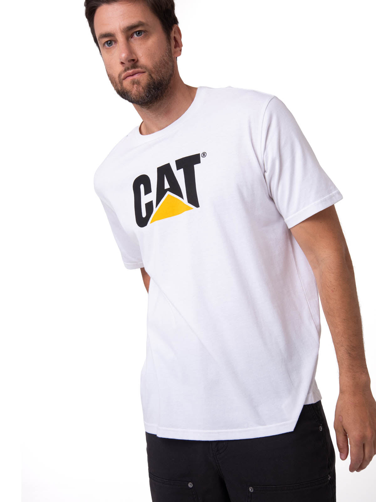 Polera Manga corta Casual Hombre CAT LOGO TEE Blanco CAT
