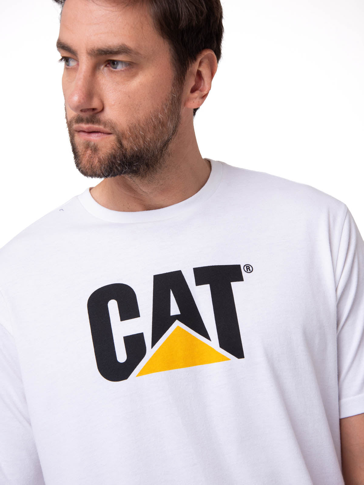 Polera Manga corta Casual Hombre CAT LOGO TEE Blanco CAT