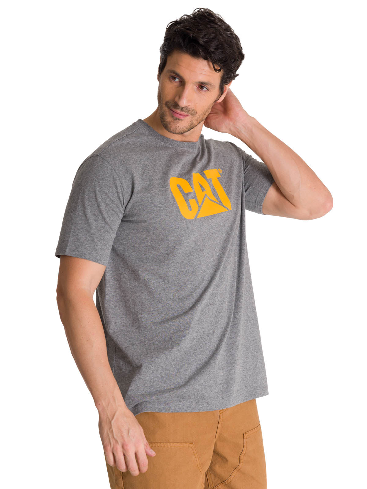 Polera Manga Corta Hombre Logo Gris CAT