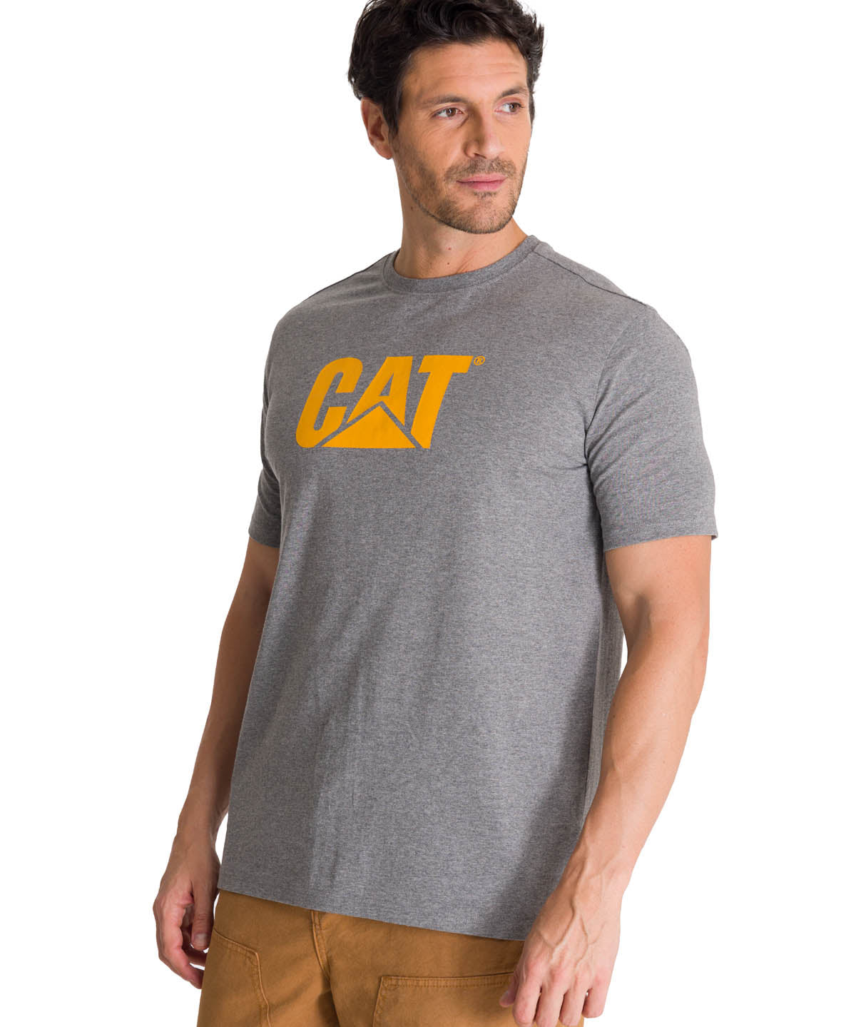 Polera Manga Corta Hombre Logo Gris CAT