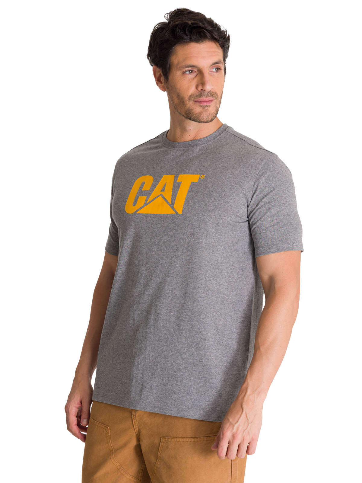 Polera Manga Corta Hombre Logo Gris CAT