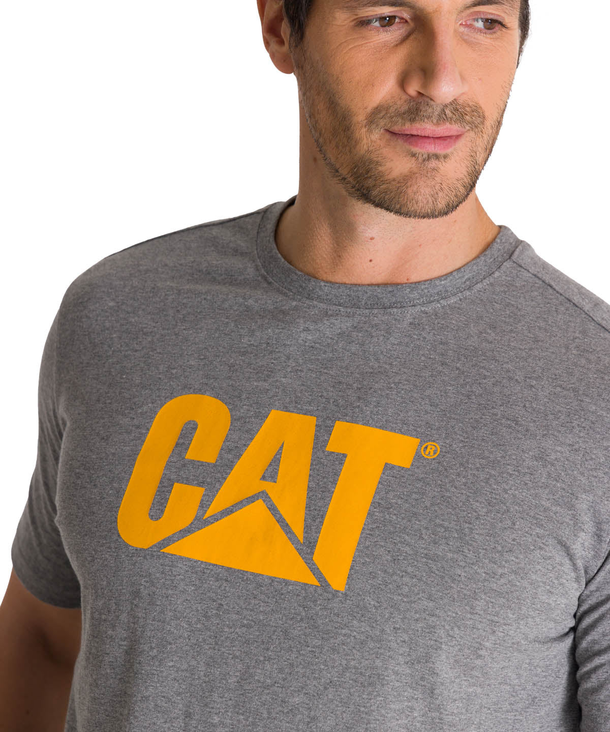 Polera Manga Corta Hombre Logo Gris CAT