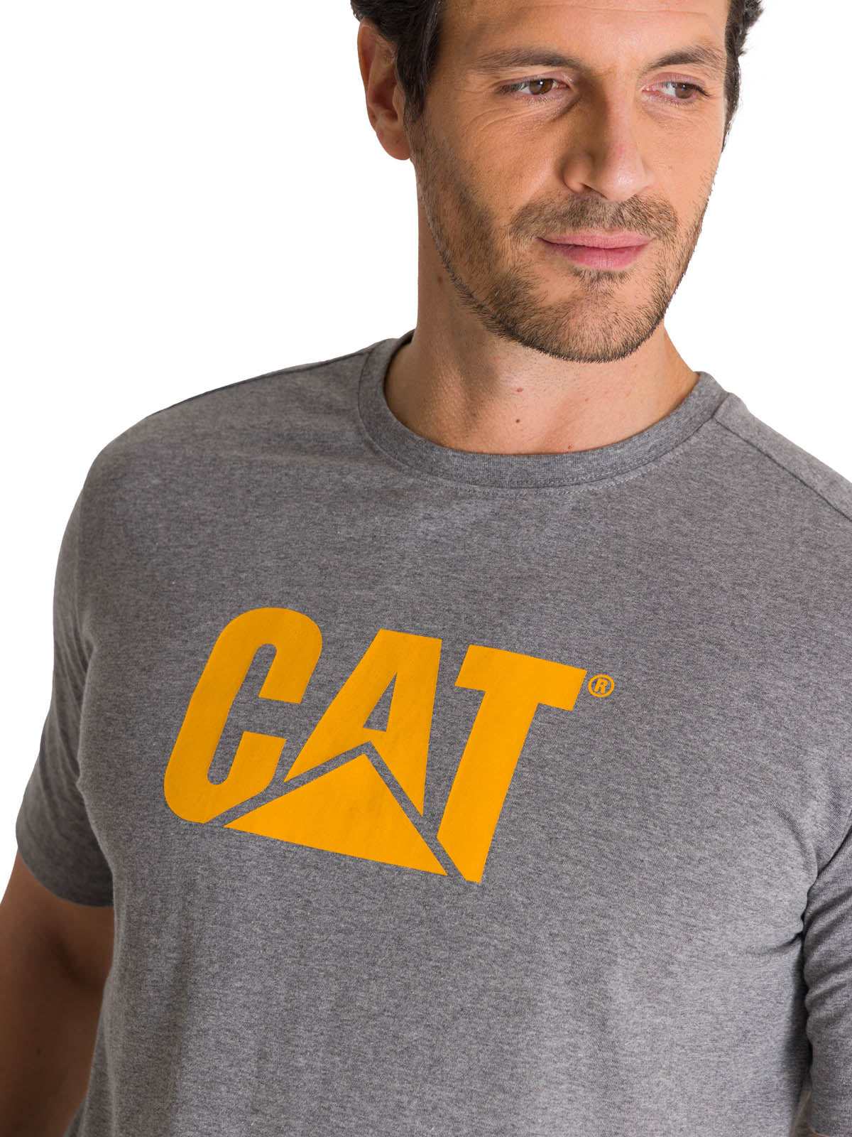 Polera Manga Corta Hombre Logo Gris CAT