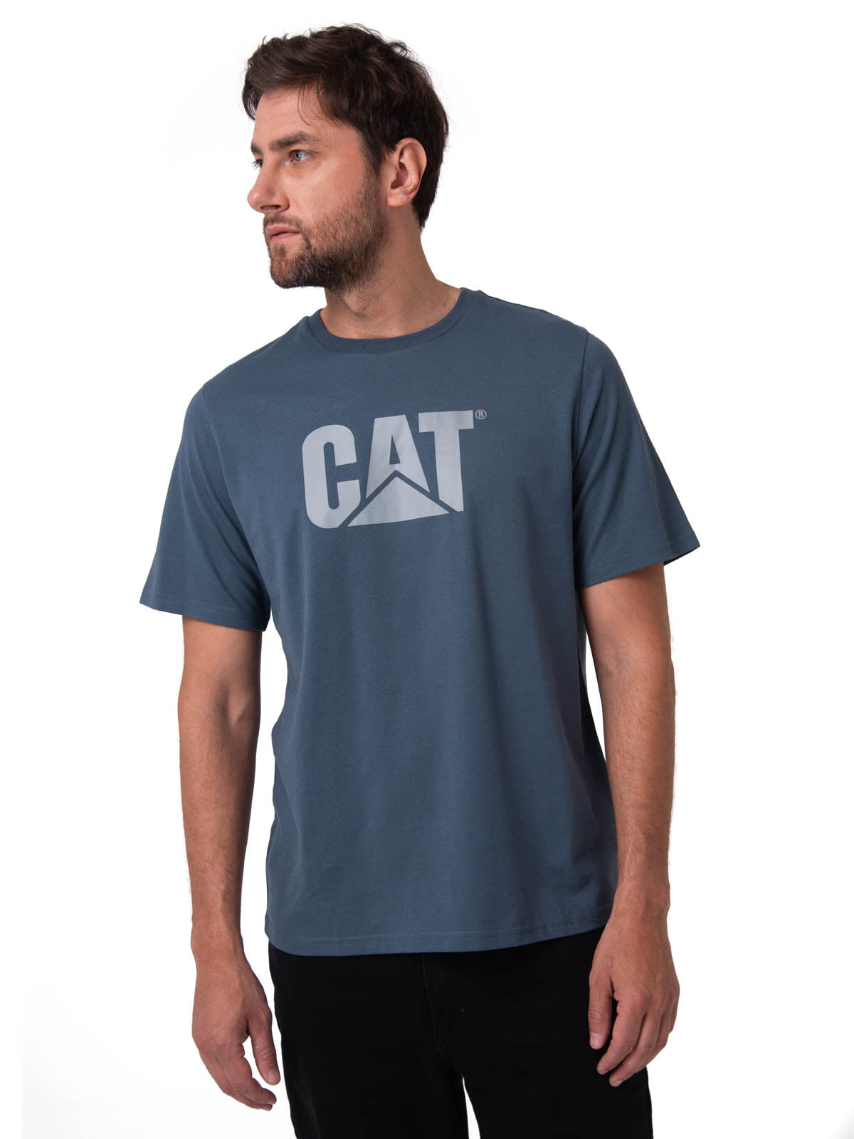 Polera Manga Corta Hombre Logo Azul Oscuro CAT