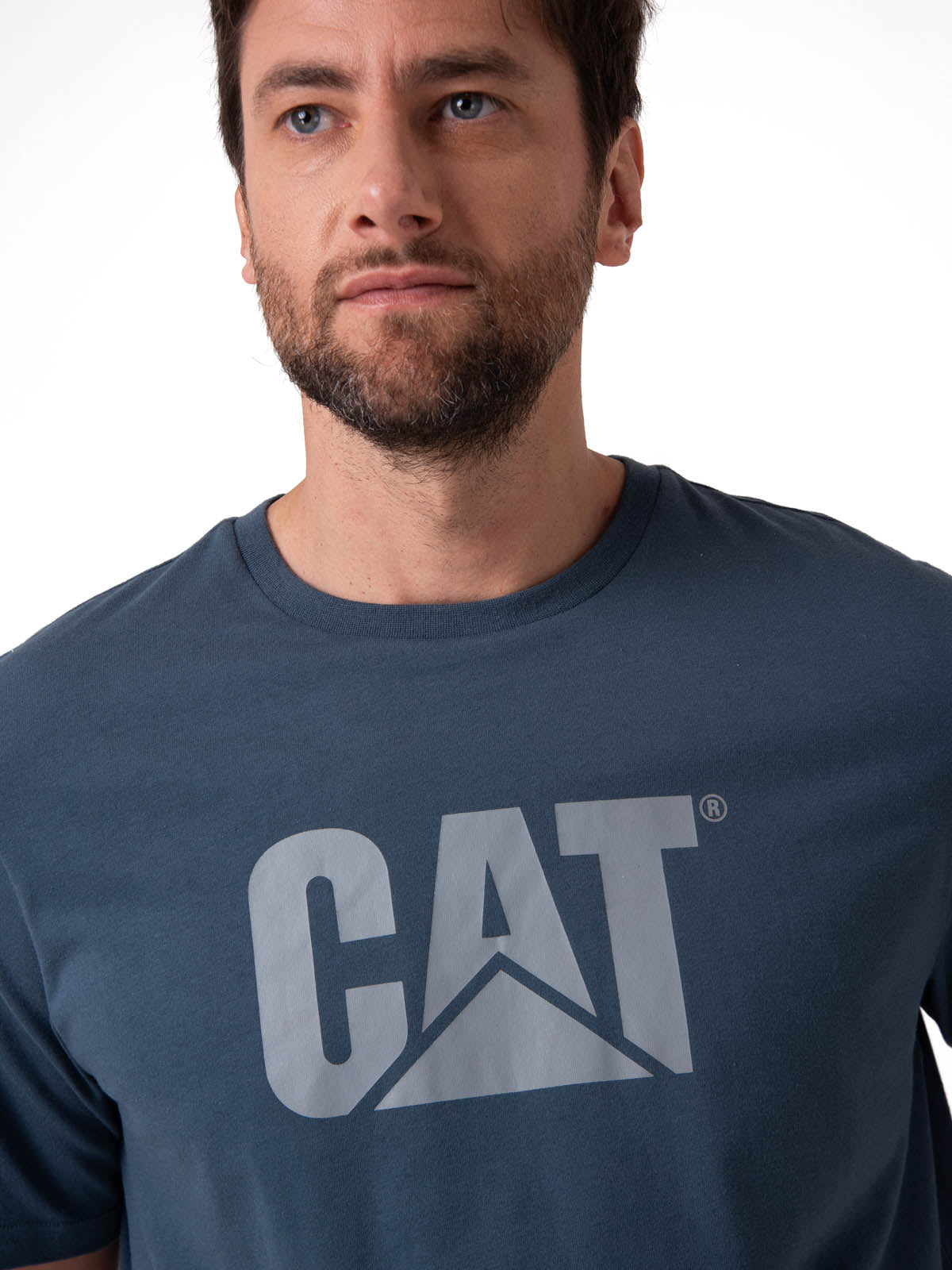 Polera Manga Corta Hombre Logo Azul Oscuro CAT