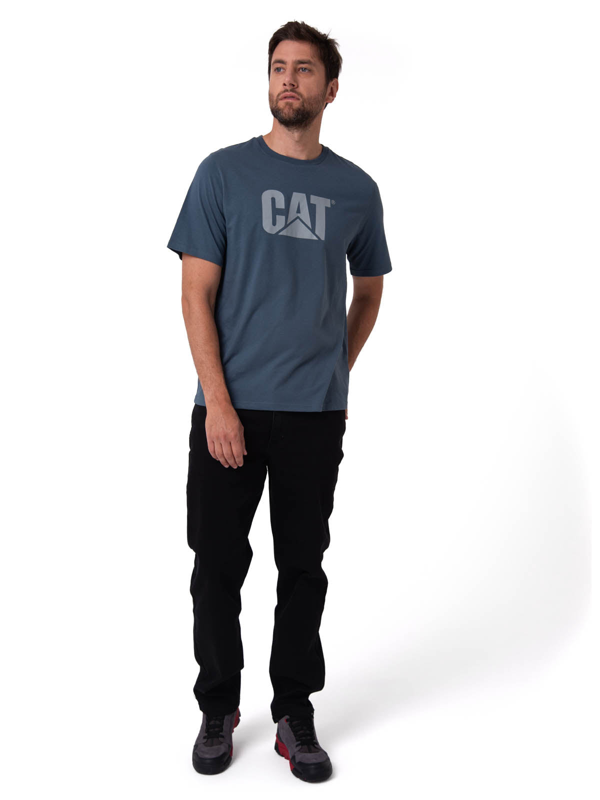 Polera Manga Corta Hombre Logo Azul Oscuro CAT