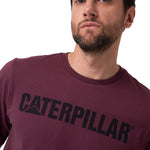 Polera Manga Corta Hombre Logo Caterpillar Granate