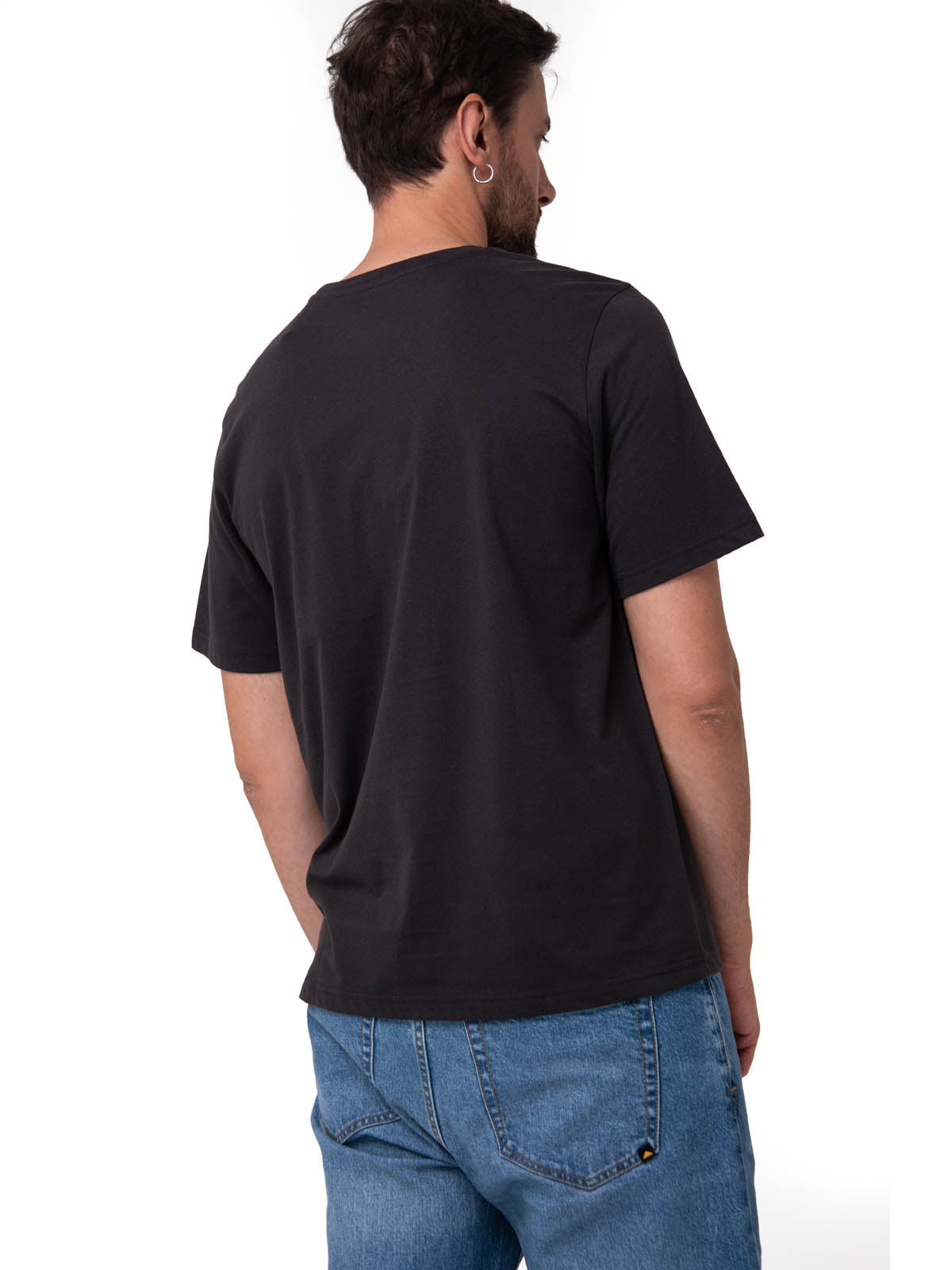 Polera Manga Corta Hombre Logo Caterpillar Negro