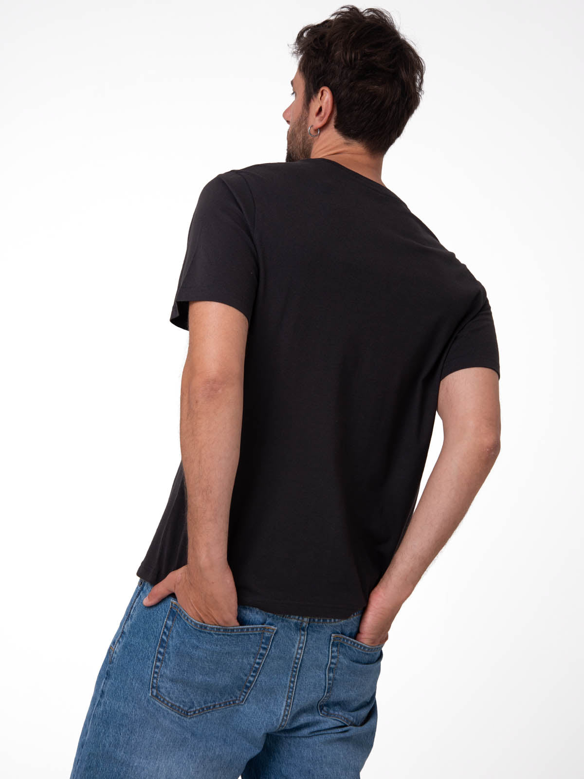 Polera Manga Corta Hombre Logo Caterpillar Negro