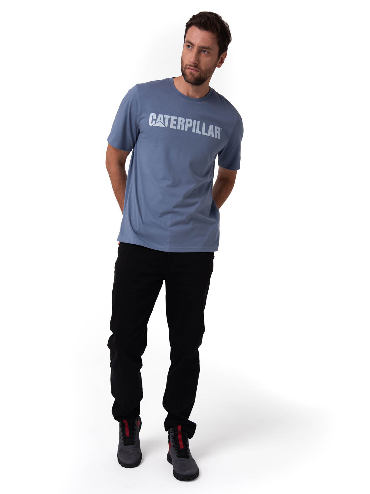 Polera Manga Corta Hombre Logo Caterpillar Azul