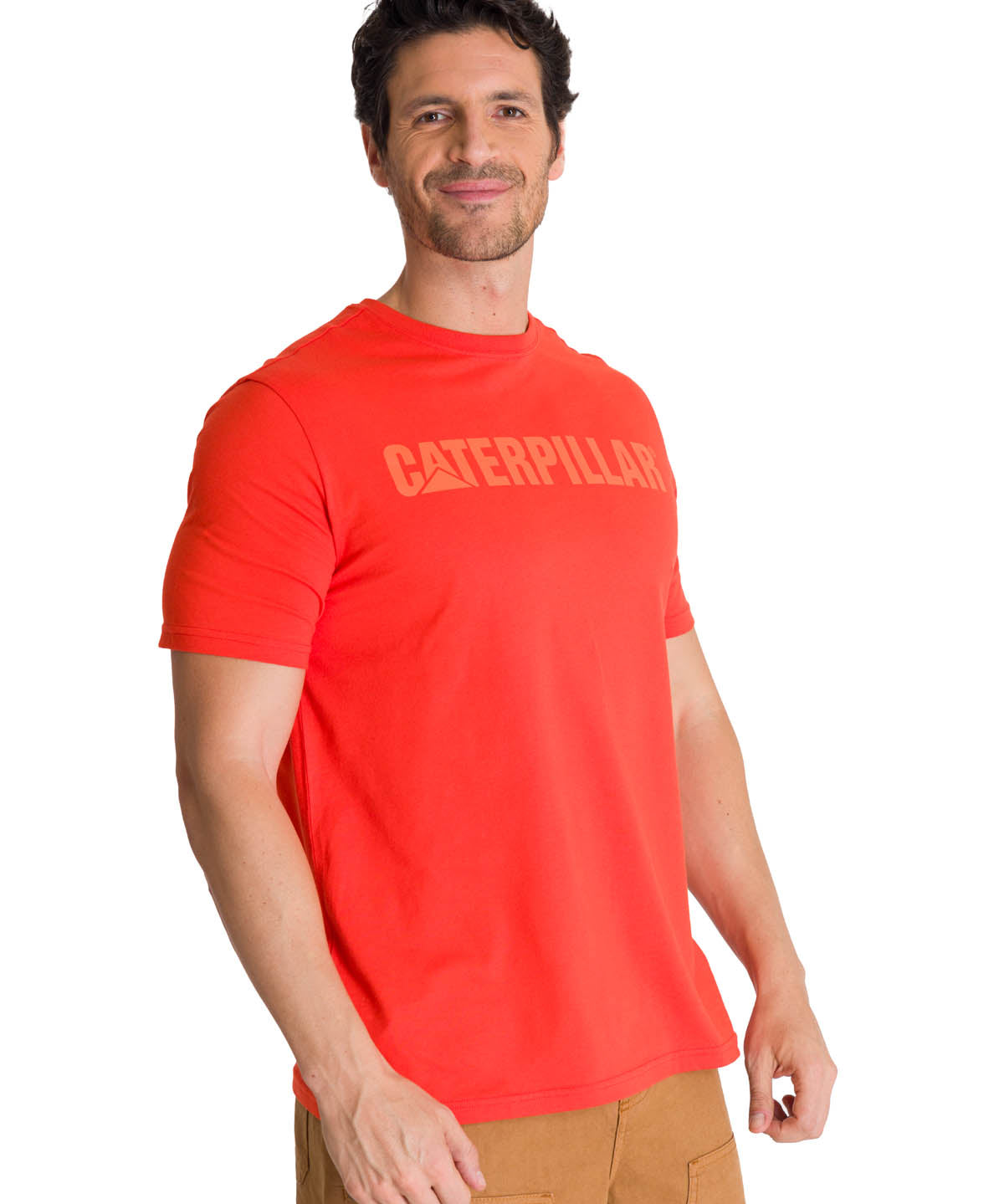 Polera Manga Corta Hombre Logo Caterpillar Rojo CAT