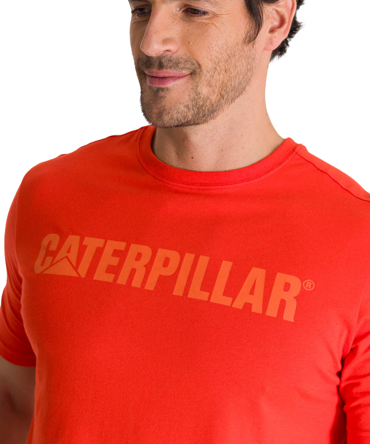 Polera Manga Corta Hombre Logo Caterpillar Rojo CAT