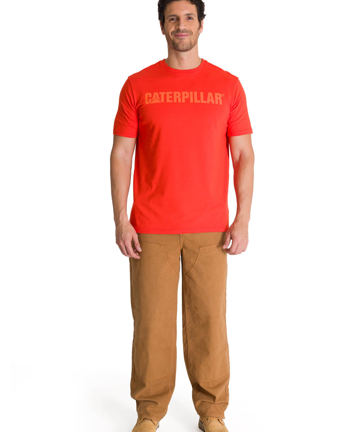 Polera Manga Corta Hombre Logo Caterpillar Rojo CAT