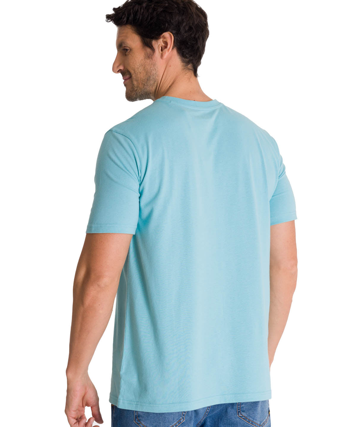 Polera Manga Corta Hombre Logo Caterpillar Celeste CAT
