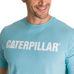 Polera Manga Corta Hombre Logo Caterpillar Celeste CAT